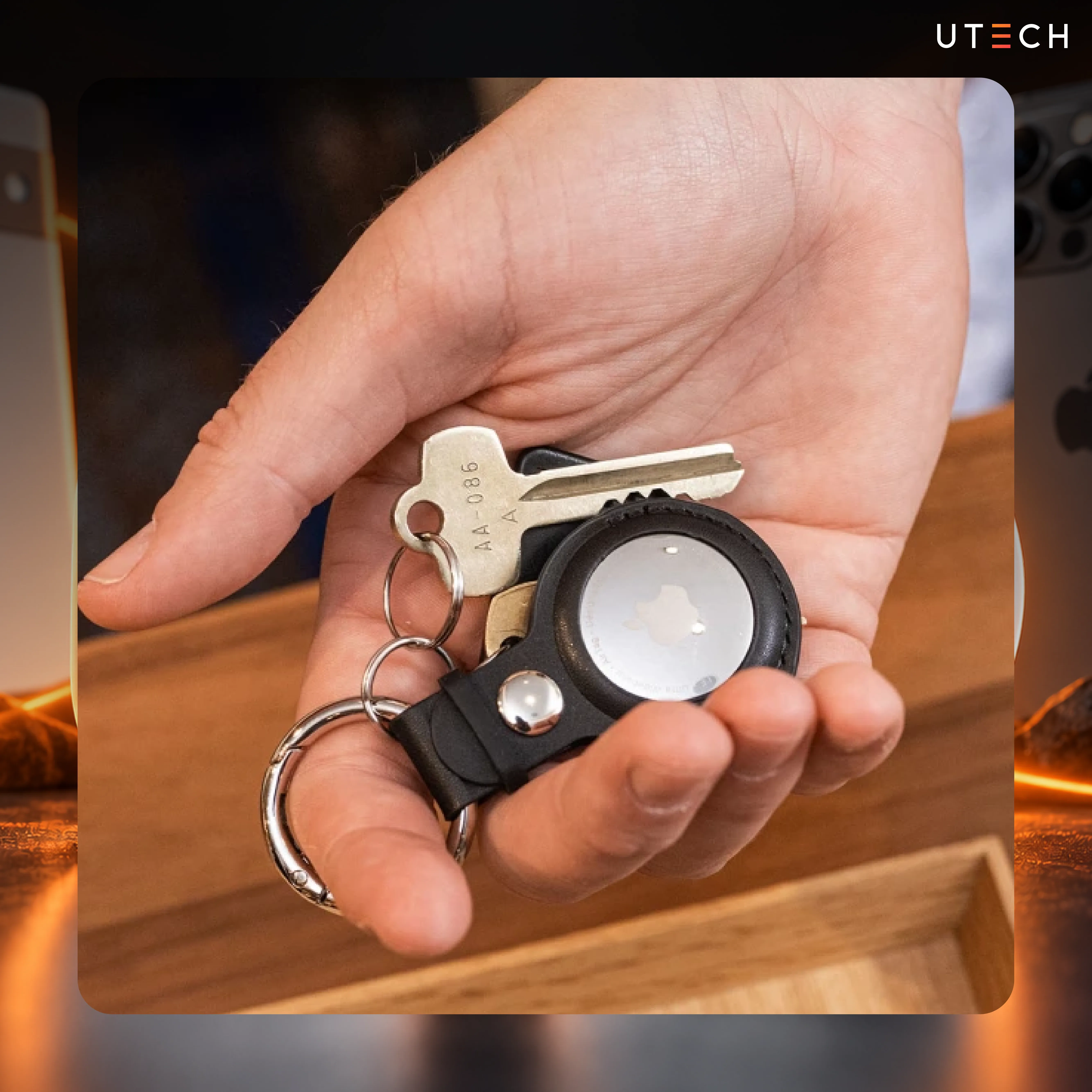 Apple AirTag พร้อมพวงกุญแจสำหรับติดตามกุญแจและสิ่งของผ่านเครือข่าย Find My