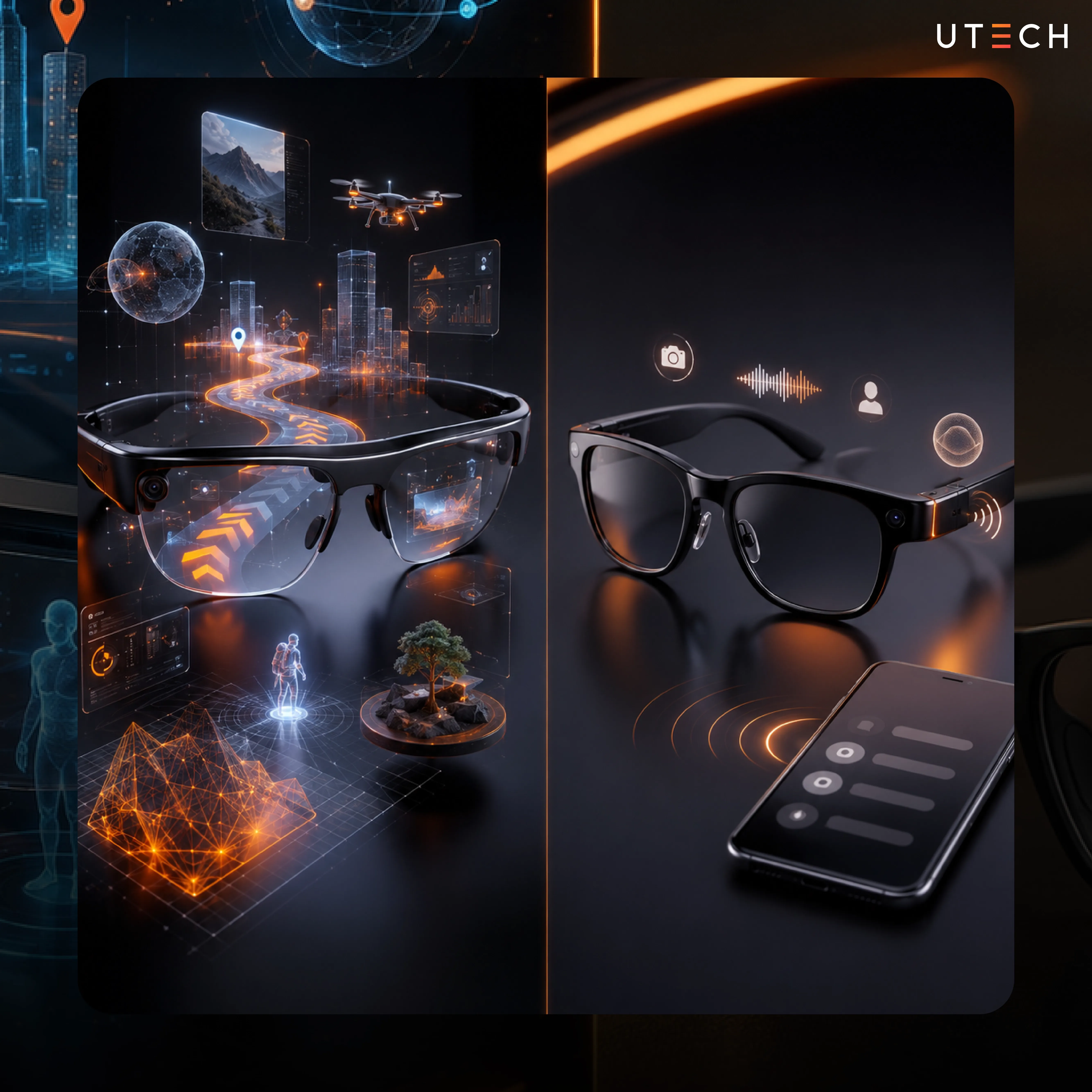AR Glasses แสดงข้อมูลเสมือนบนโลกจริง เทียบกับ Smart Glasses ที่เชื่อมต่อสมาร์ตโฟนและรองรับฟังก์ชันอัจฉริยะ
