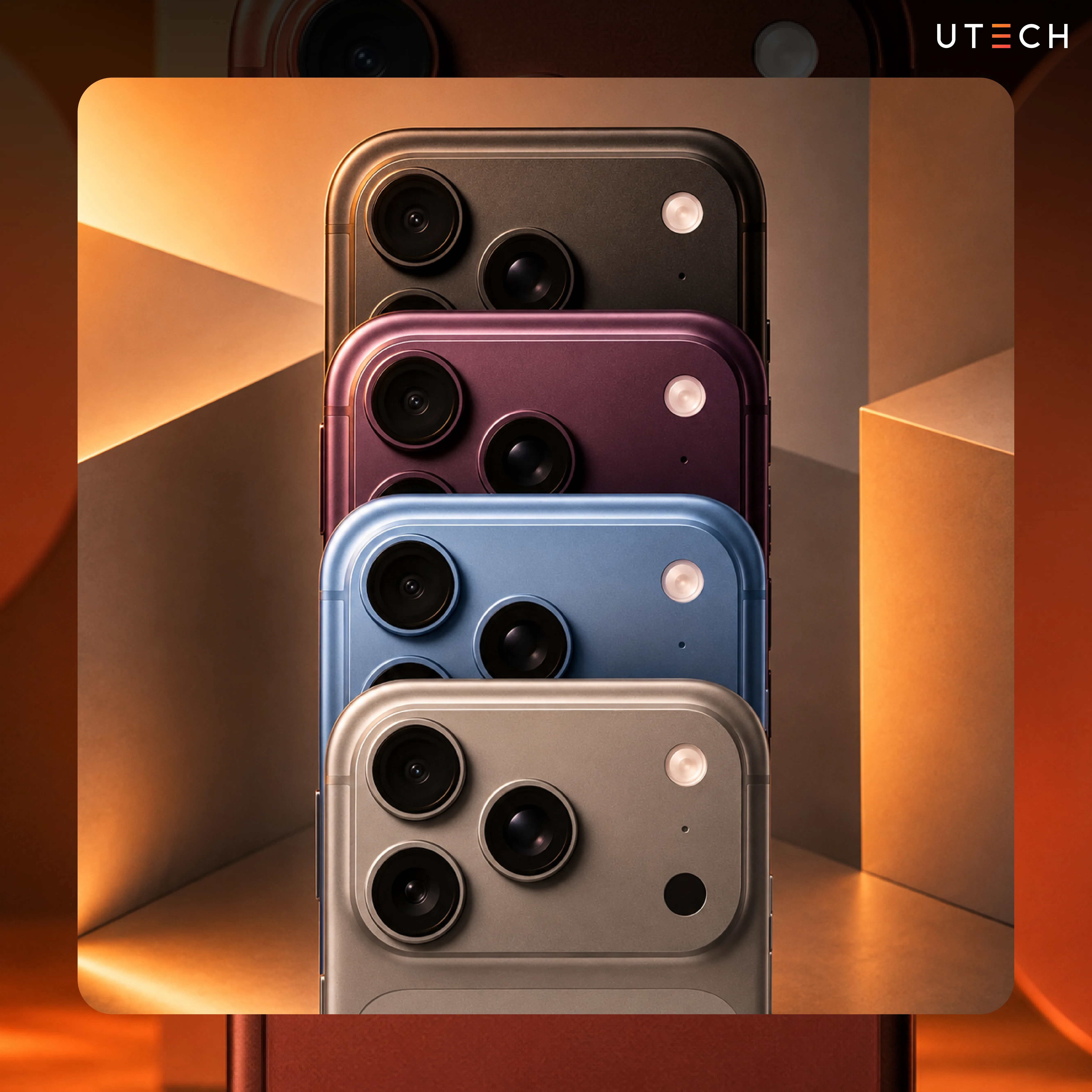 ภาพดีไซน์กล้องหลัง iPhone 18 Pro Max ในหลายสี แสดงแนวทางการออกแบบโมดูลกล้องและตัวเครื่อง