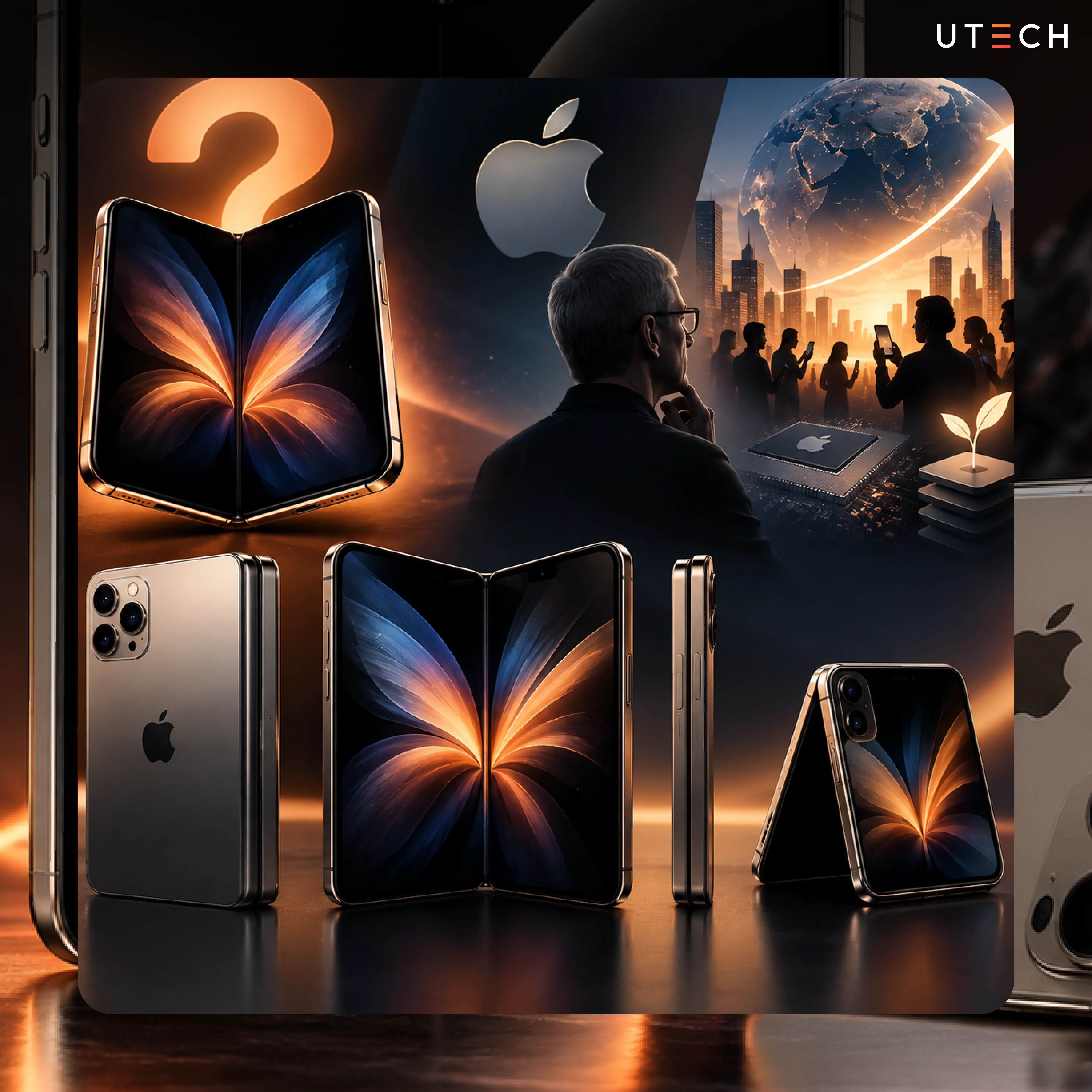 คอนเซปต์ iPhone Fold แสดงดีไซน์มือถือจอพับของ Apple และรูปแบบการใช้งานเมื่อกางหน้าจอ