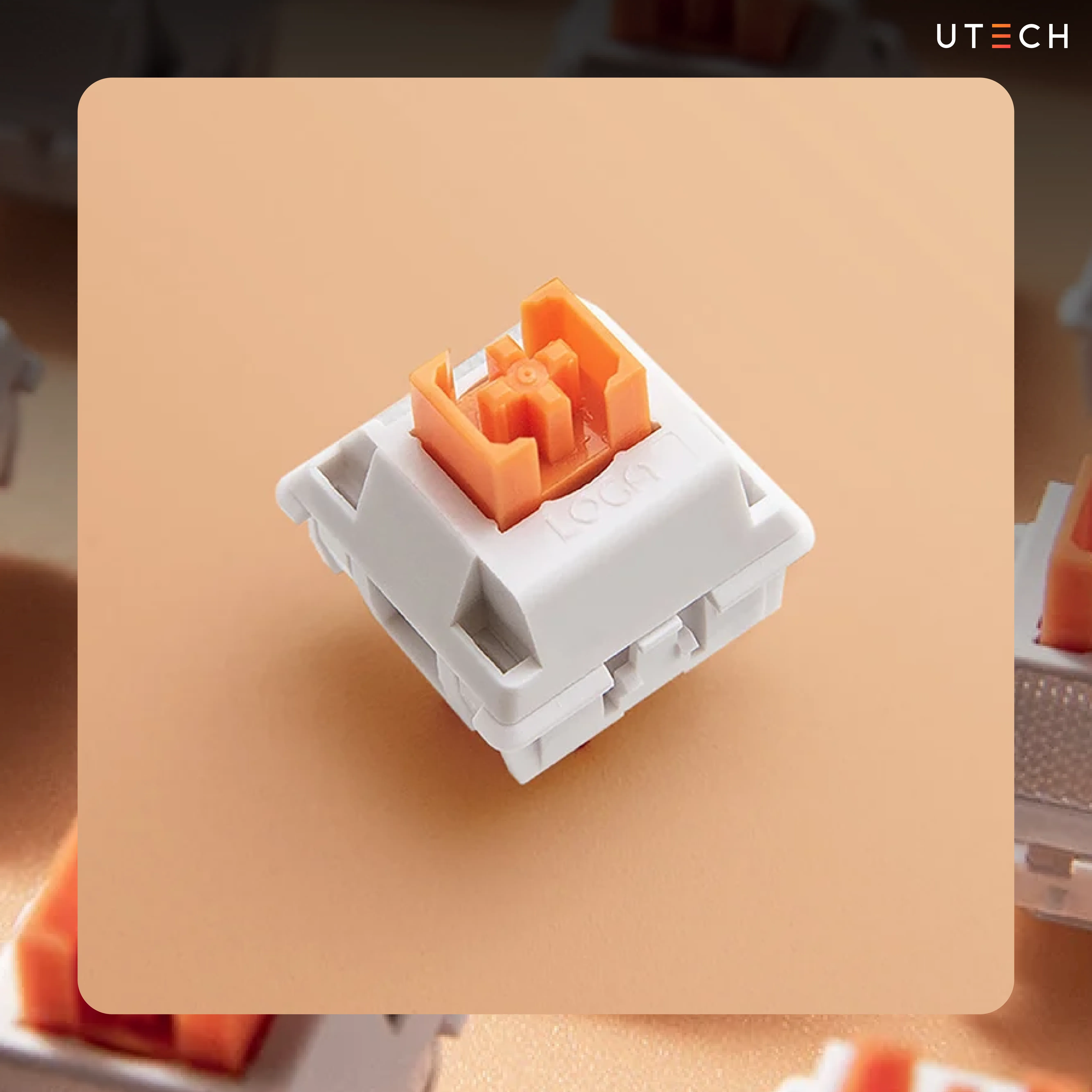 ภาพ Close-up สวิตช์ LOGA CHATHAI Mechanical Switches แบบ Tactile สีส้ม