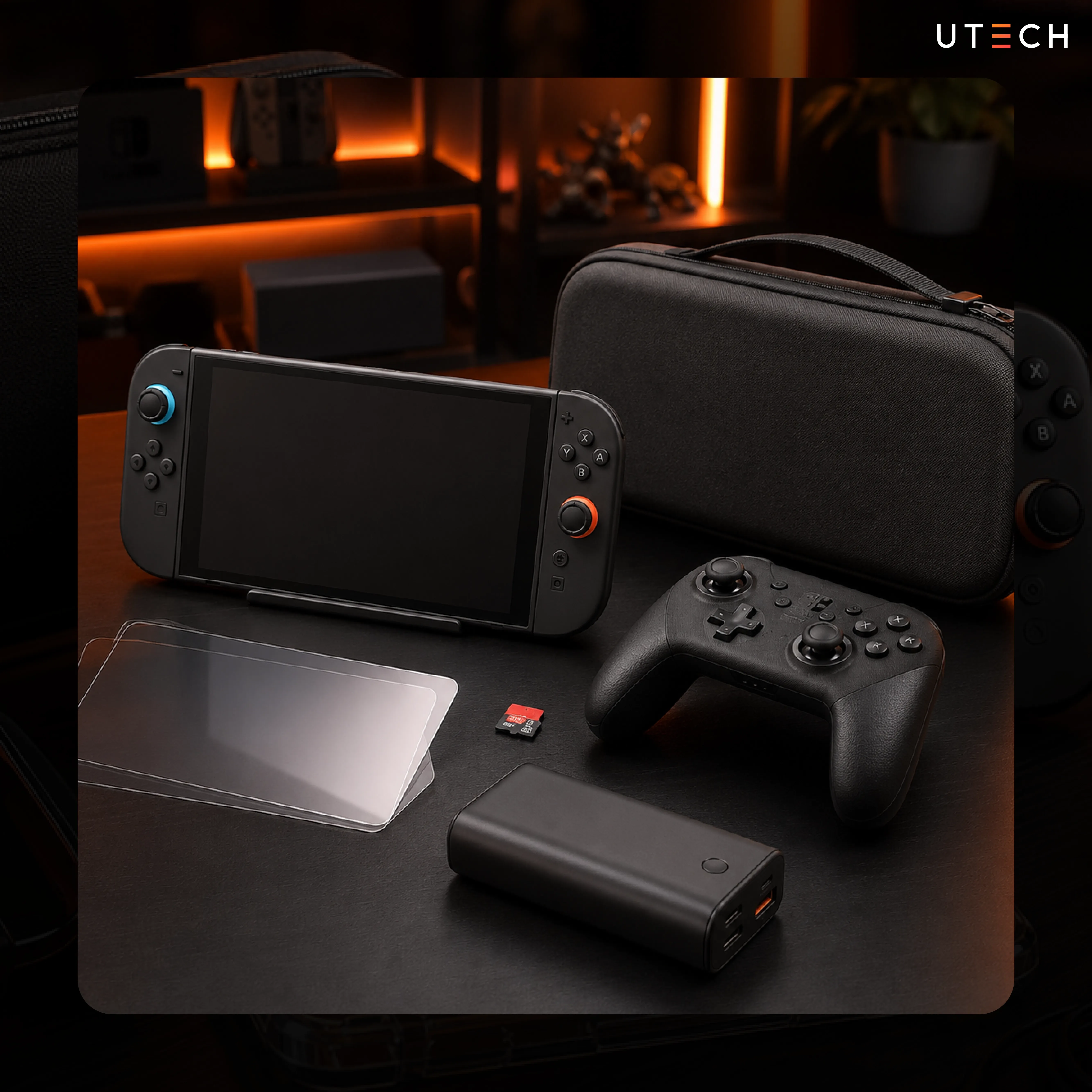 ชุดอุปกรณ์เสริม Nintendo Switch 2 ประกอบด้วยเคสกันกระแทก ฟิล์มกันรอย จอย Pro Controller Power Bank และการ์ด microSD สำหรับใช้งานประจำวัน