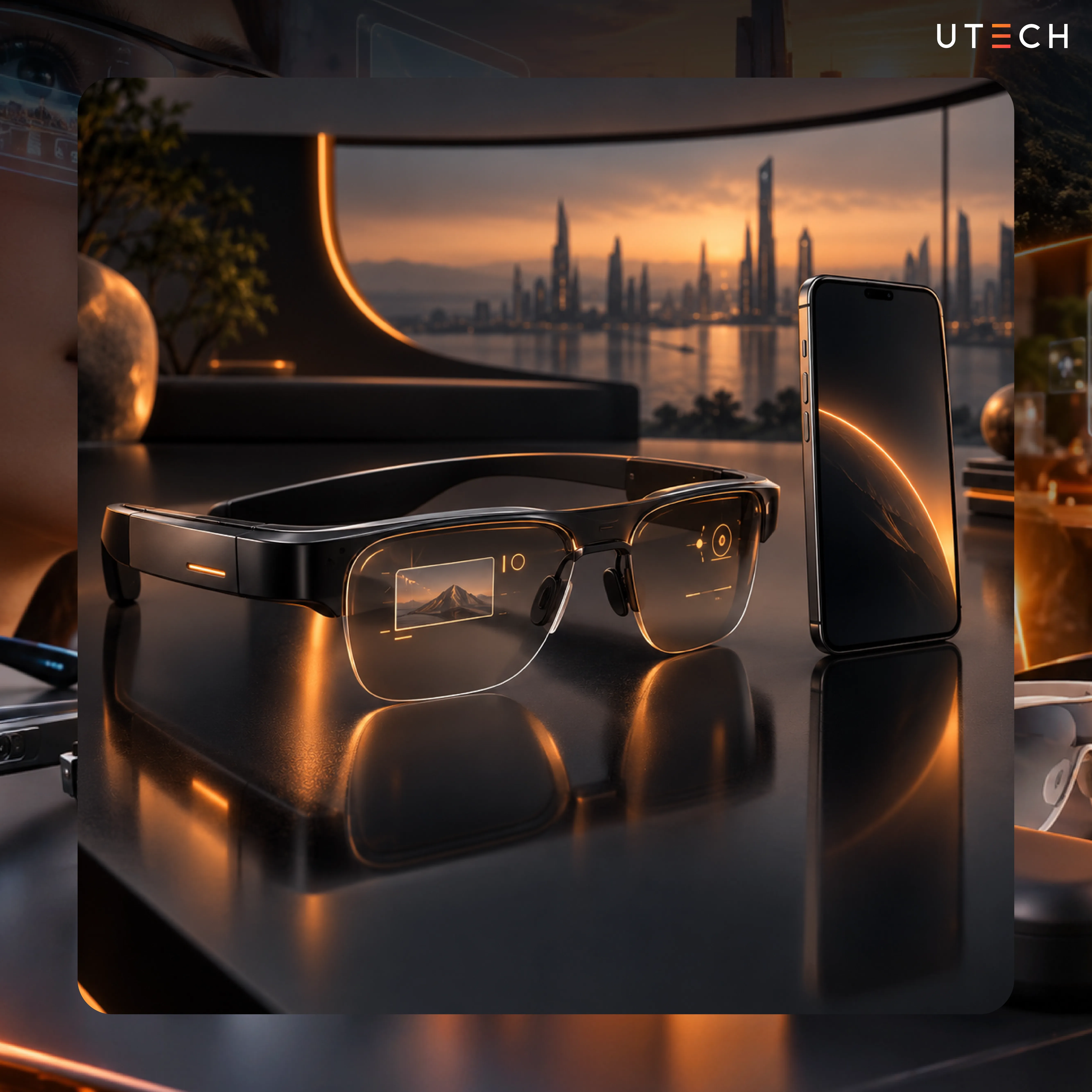 Smart Glasses เชื่อมต่อสมาร์ตโฟน พร้อมระบบแสดงข้อมูลบนเลนส์สำหรับการใช้งานอัจฉริยะ