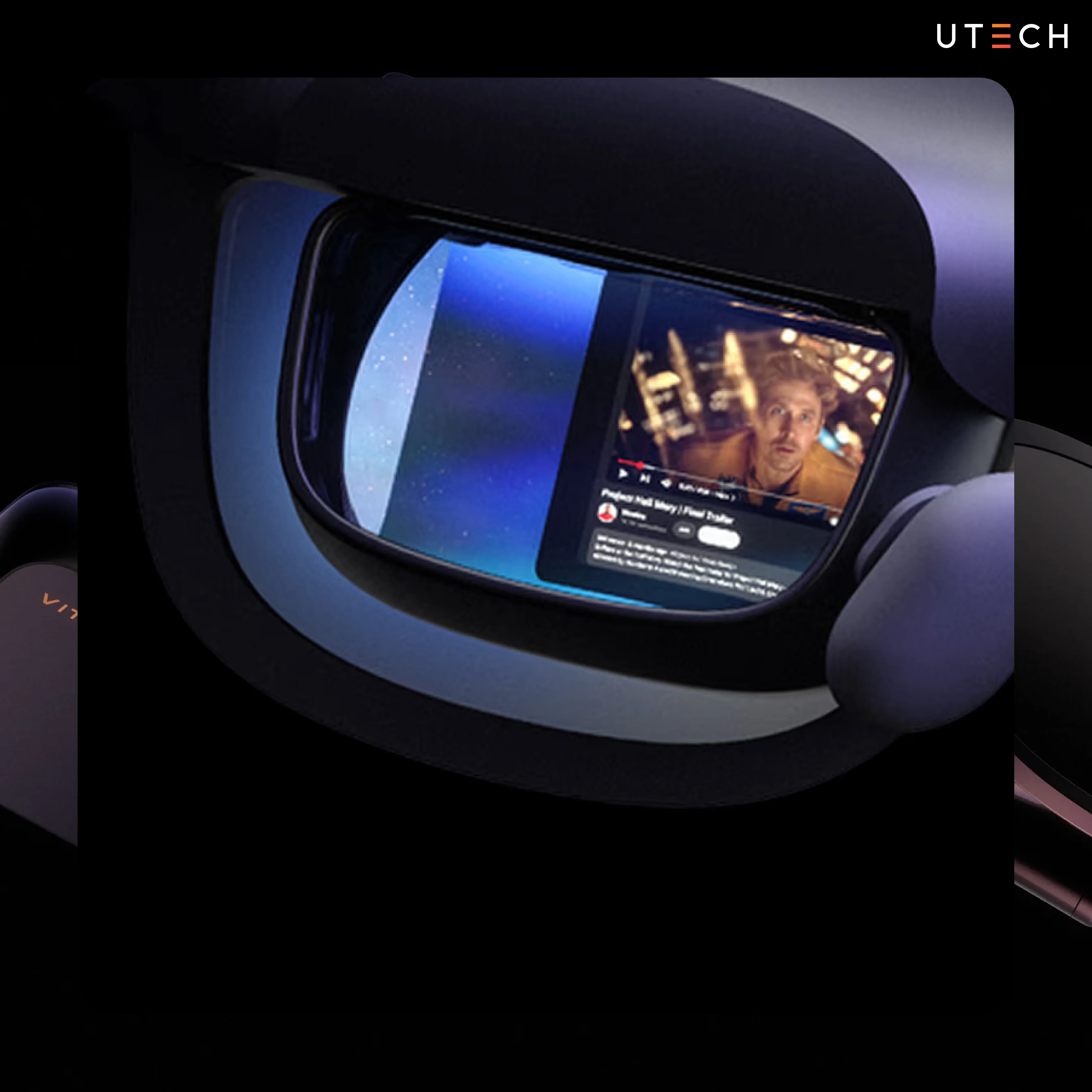 มุมมองหน้าจอเสมือนผ่านแว่น AR VITURE Pro 2 สำหรับดูวิดีโอและคอนเทนต์