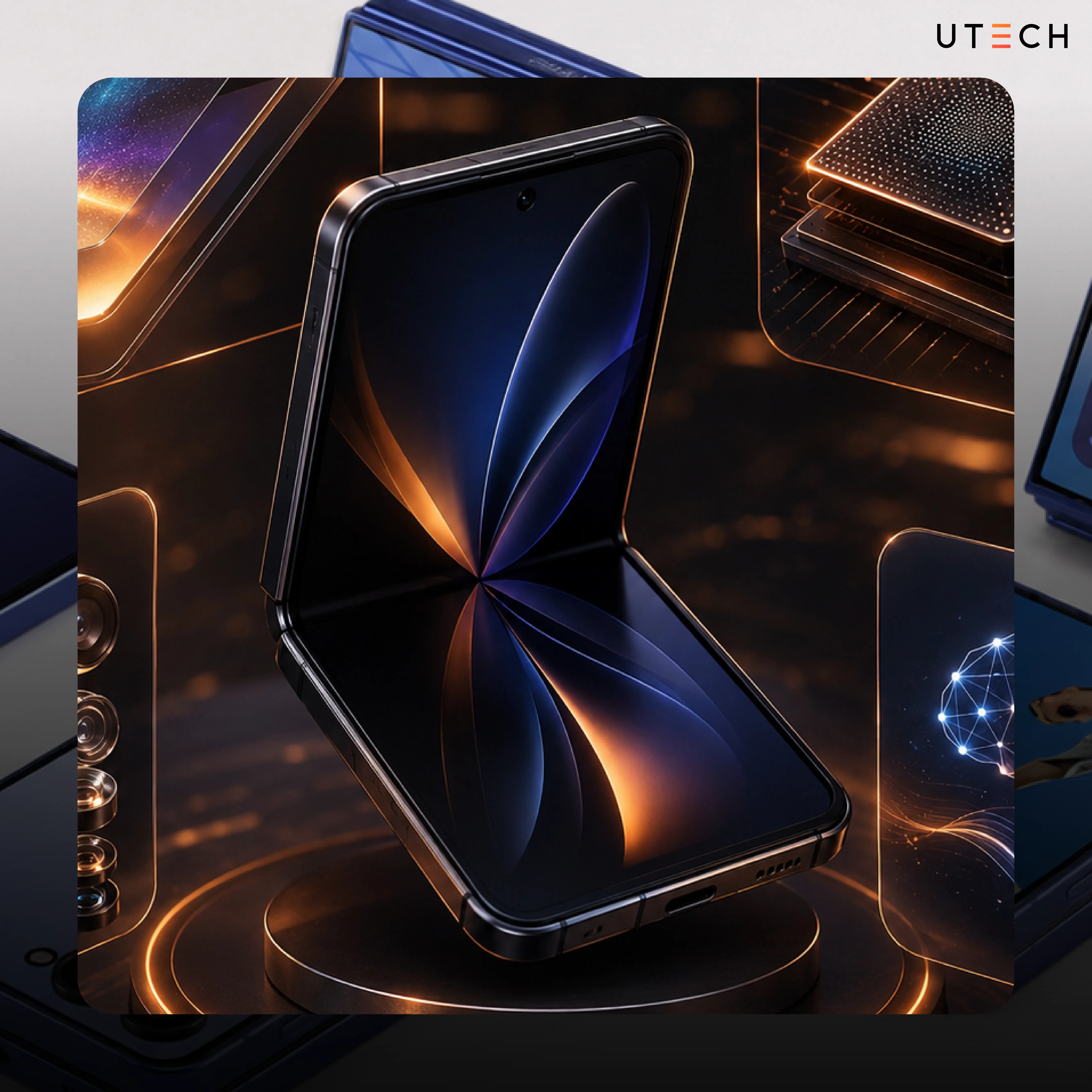 Samsung Galaxy Z Flip 8 กางหน้าจอพับ แสดงดีไซน์จอหลักและเทคโนโลยีหน้าจอ AMOLED รุ่นใหม่